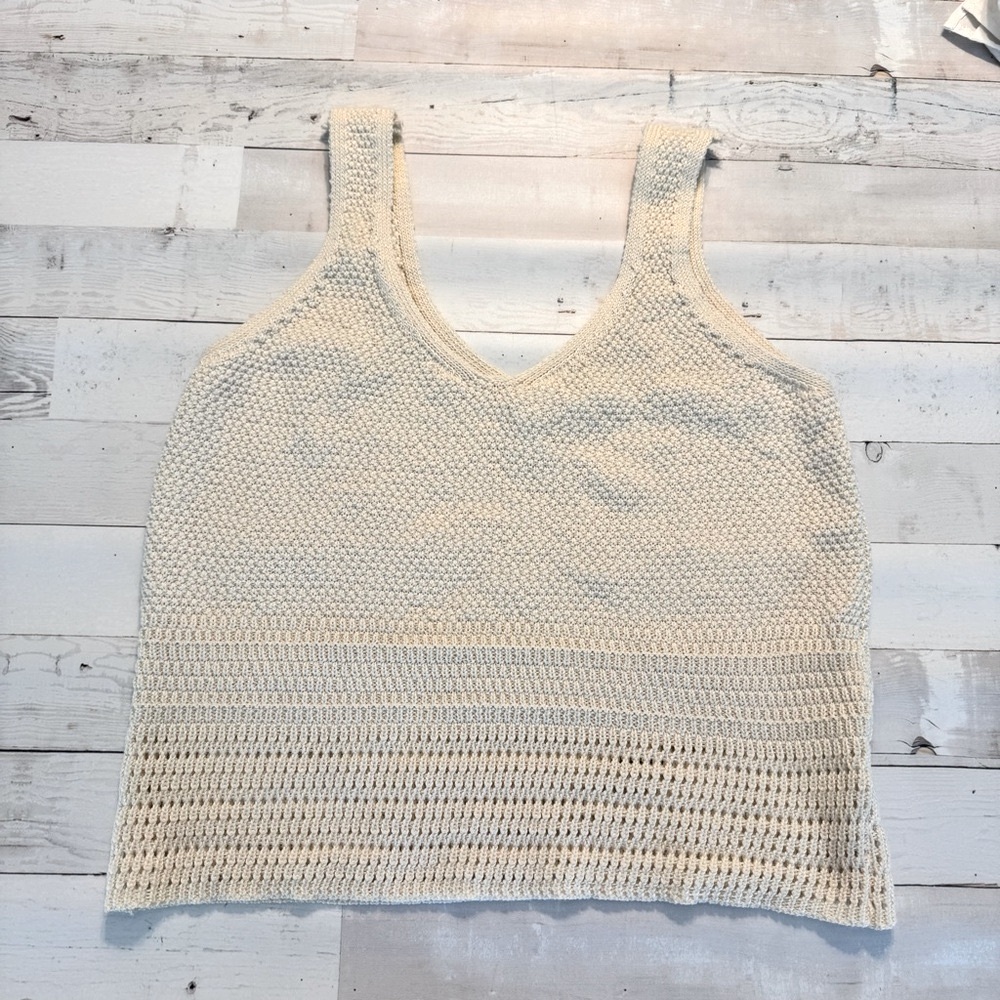 Wishlist Cream Crochet/Knit Tank Top Sz Med